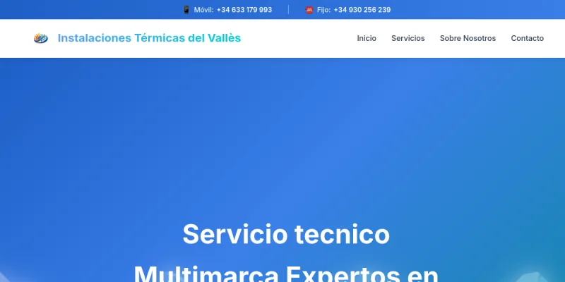 Captura de la web de Instalaciones Térmicas del Vallès — desarrollada por Gelvez Studio