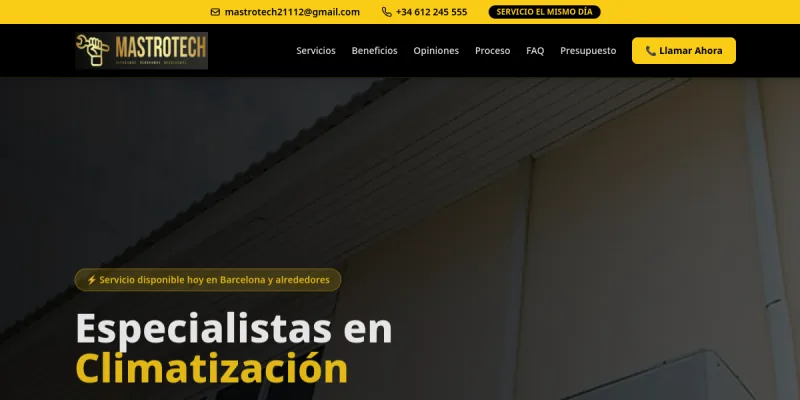 Captura de la web de Mastrotech — desarrollada por Gelvez Studio